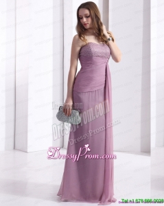 Fashionable 2015 Discount Strapless Ruching Floor Length Prom Dress in Lilac