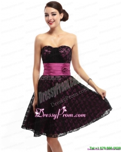 Fashionable and Lovely Sweetheart Mini Length Prom Dress with Lace and Hand Made Flowers