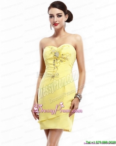 New Style Unique Sweetheart Beading Yellow Prom Dress for 2015