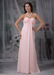 Trendy Simple Chiffon Pink Straps Ruched Prom Holiday Dresses