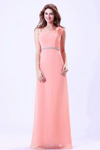 Empire Spaghetti Straps Long Watermelon Prom Holiday Dress