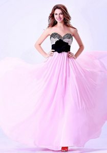 Fabulous Flowers Beaded Long Pink and Black Prom Dresses