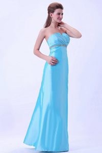 Beautiful Slot Neck Beaded Aqua Blue Dresses for Prom Princess