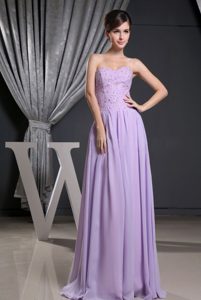 Empire Lilac Beaded Floor-length Prom Evening Dress On Sale