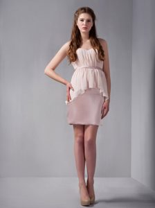 Pink Satin and Chiffon Sweetheart Dresses for JS Prom with Peplum
