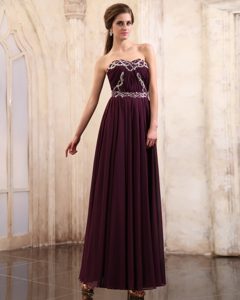 Wholesale Dark Purple Beaded Ankle-length Prom Maxi Dresses