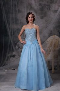 Impression Baby Blue A-line Sweetheart Prom Dress Oraganza Beading