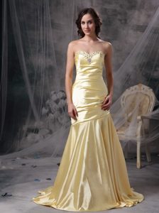 Perfect Light Yellow Mermaid Sweetheart Prom Evening Dress Taffeta
