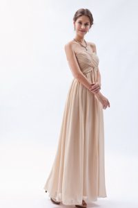 Discount 2014 Ruched Champagne Prom Dress on Sale