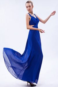 Royal Blue Empire Straps Prom Theme Dress with The Back Cut Out