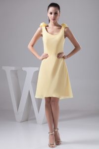 Lafayette CA Yellow Scoop Chiffon Prom Cocktail Dress with Flowers