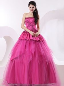 Amazing Strapless Beaded Quinceanera Dress Ruffled Layers for Goiania