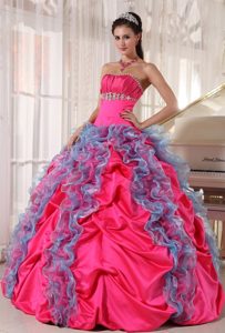 Sweet Beaded Bodice Quinceanera Dresses Gowns Ruffles and Pick-ups