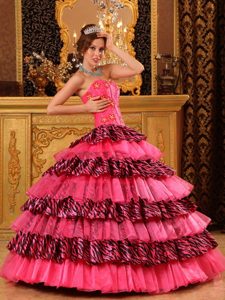 Impressive Beaded Quinceanera Dresses Gowns Organza Zebra Printed