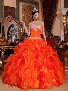Organza Sweetheart Sweet 15 Dresses Beading and Appliques in Vogue