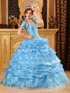 Dashing Blue Ball Gown Sweetheart Quinceanera Gowns with Appliques