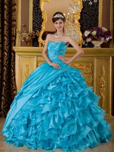 Sweetheart Ruffled Quinceanera Dresses Gowns Appliques and Ruches