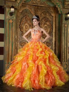 Beautiful Strapless Dress for Quinceanera Beading with Ruffled Layers