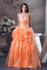 Sweetheart A-line Hand Flowers With Appliques Sweet Sixteen Dresses
