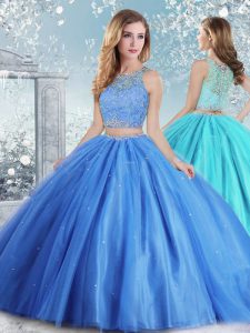 Sleeveless Clasp Handle Floor Length Beading and Sequins Sweet 16 Quinceanera Dress