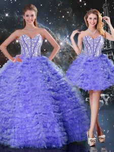 Clearance Ball Gowns Sweet 16 Dresses Purple Sweetheart Organza Sleeveless Floor Length Lace Up