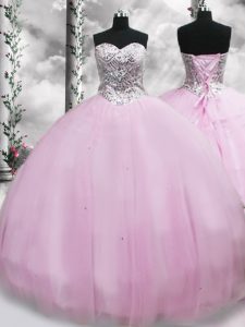 New Arrival Ball Gowns Sleeveless Lilac Ball Gown Prom Dress Brush Train Lace Up