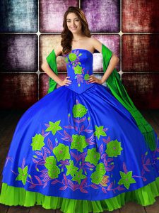 Top Selling Ball Gowns 15 Quinceanera Dress Multi-color Strapless Satin Sleeveless Floor Length Lace Up