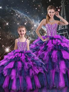 Free and Easy Multi-color Sleeveless Organza Lace Up Ball Gown Prom Dress for Military Ball and Sweet 16 and Quinceanera