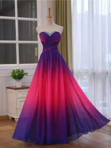 Multi-color Sleeveless Beading and Ruching Floor Length