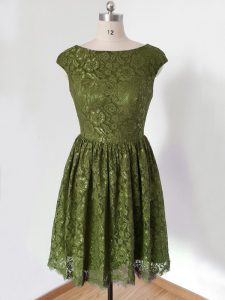 Fashion Scoop 3 4 Length Sleeve Lace Up Court Dresses for Sweet 16 Olive Green Lace