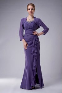 Purple Sleeveless Chiffon Zipper Evening Dress for Prom and Party