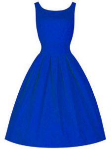 Beauteous Royal Blue Court Dresses for Sweet 16 Prom and Party and Wedding Party with Ruching High-neck Sleeveless Lace Up