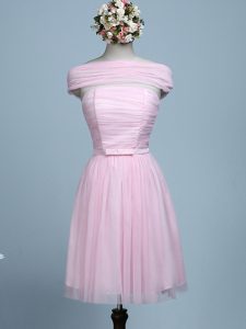 Baby Pink Sleeveless Tulle Side Zipper Quinceanera Court Dresses for Prom and Party and Wedding Party