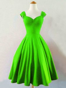 Green Lace Up Straps Ruching Dama Dress for Quinceanera Taffeta Sleeveless