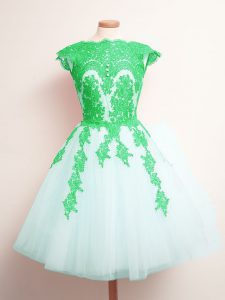 Mini Length Lace Up Court Dresses for Sweet 16 White for Prom and Party and Wedding Party with Appliques
