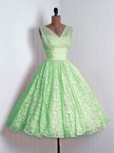 Beauteous Lace Sleeveless Mini Length Quinceanera Court Dresses and Lace