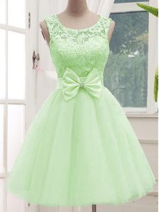 Beauteous Sleeveless Lace Up Knee Length Lace and Bowknot Court Dresses for Sweet 16