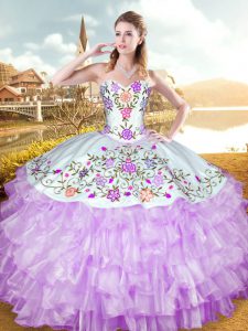 Customized Sweetheart Sleeveless Lace Up Vestidos de Quinceanera Lilac Organza and Taffeta