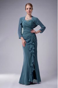 Luxury Straps Sleeveless Zipper Prom Evening Gown Navy Blue Chiffon
