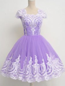Square Sleeveless Tulle Quinceanera Court of Honor Dress Lace Zipper