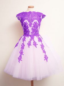 Admirable Multi-color A-line Appliques Quinceanera Court of Honor Dress Lace Up Tulle Sleeveless Mini Length