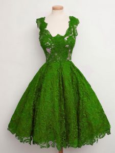 Stunning Knee Length A-line Sleeveless Green Quinceanera Court Dresses Lace Up