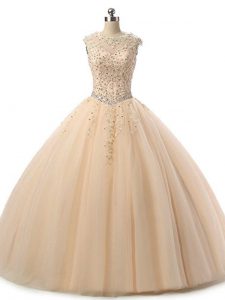 Most Popular Sleeveless Lace Up Floor Length Beading and Lace 15 Quinceanera Dress