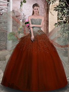 Elegant Sleeveless Lace Up Floor Length Beading Quinceanera Dresses