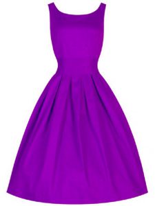 Taffeta Scoop Sleeveless Lace Up Ruching Dama Dress for Quinceanera in Purple