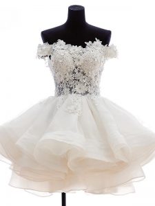 Cheap Knee Length A-line Sleeveless White Prom Dresses Zipper