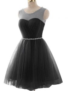 Stunning Mini Length A-line Sleeveless Black Homecoming Dress Lace Up