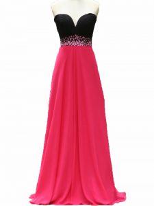 Beauteous Pink And Black Zipper Sweetheart Beading Prom Party Dress Taffeta Sleeveless