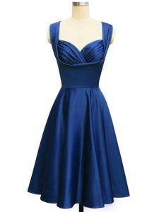 Free and Easy Royal Blue Lace Up Straps Ruching Quinceanera Dama Dress Taffeta Sleeveless