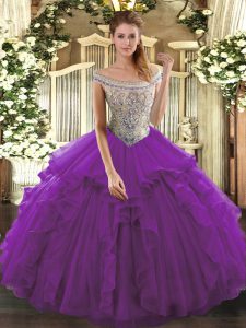 Cute Sleeveless Lace Up Floor Length Beading and Ruffles Quinceanera Gown